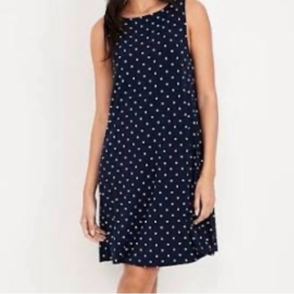 Old Navy Navy Blue Polka Dot Swing Dress Sleeveless A-Line Women’s Small